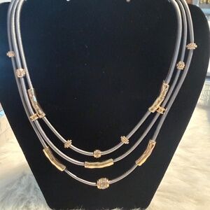 Chico's Grey & Gold 3 Layered Necklace